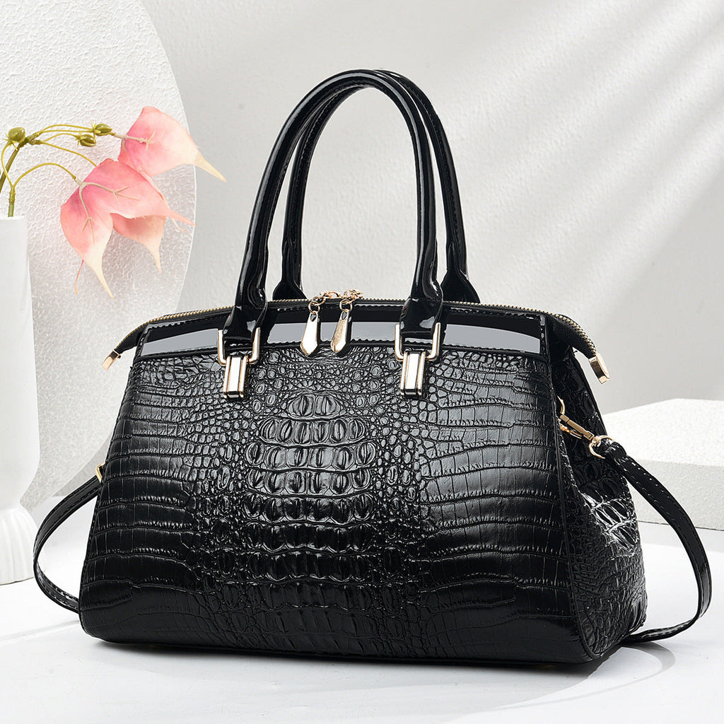 Patent Leather Large-Capacity Commuter Handbag European And American Style THRU7