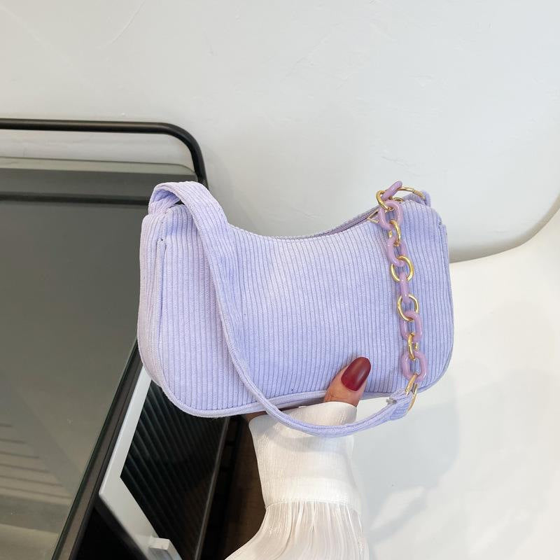 Artistic Fabric Bag Minimalist Casual Corduroy Single-shoulder Bag For Women THRU7