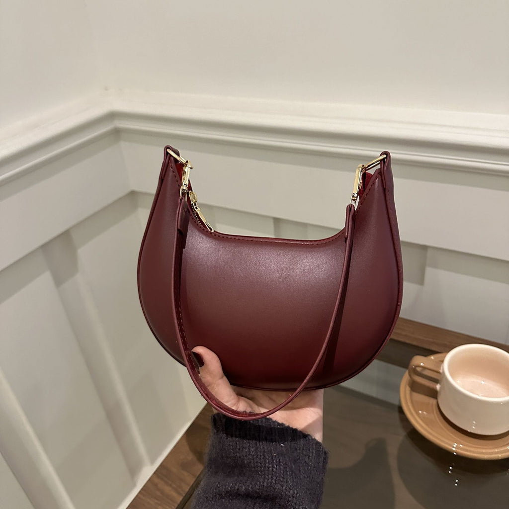 Niche Crescent New Simple All-Match Textured Shoulder Bag For Women THRU7