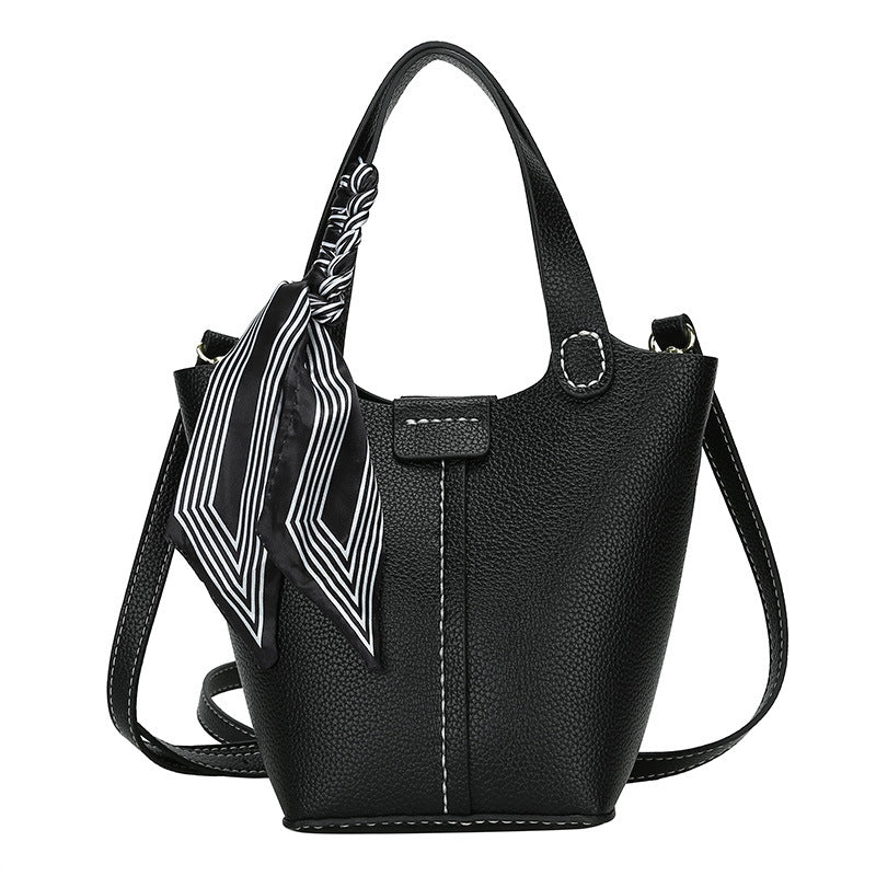 Western-style Bucket Bag With Silk Scarf For Women THRU7