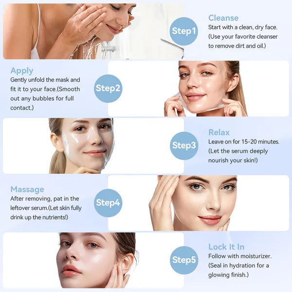 5 SHEETS/BOX Deep Collagen Anti Wrinkle Lifting Mask Pink To Transparent Collagen Mask Skincare Facial Masks For Women Skin Care Deep Hydration Daily Care THRU7