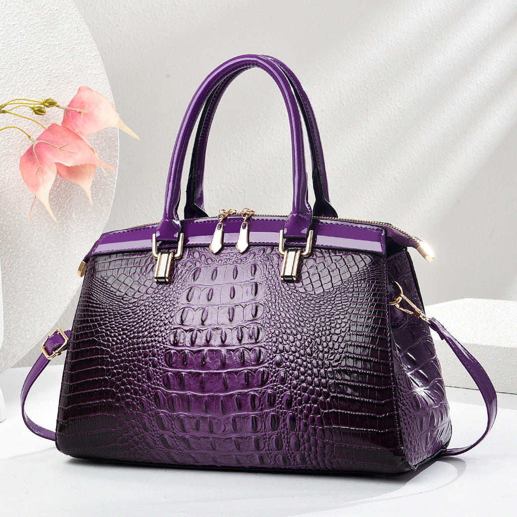 Patent Leather Large-Capacity Commuter Handbag European And American Style THRU7