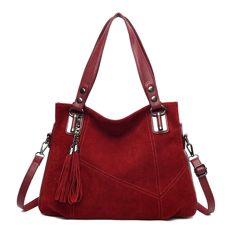 Womens Retro Tassel Zipper Suede Shoulder Crossbody Bag THRU7