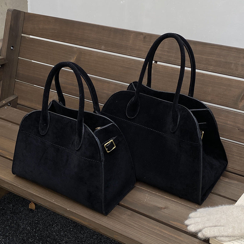 Retro-style High-capacity Suede-look Single-shoulder Tote Bag THRU7