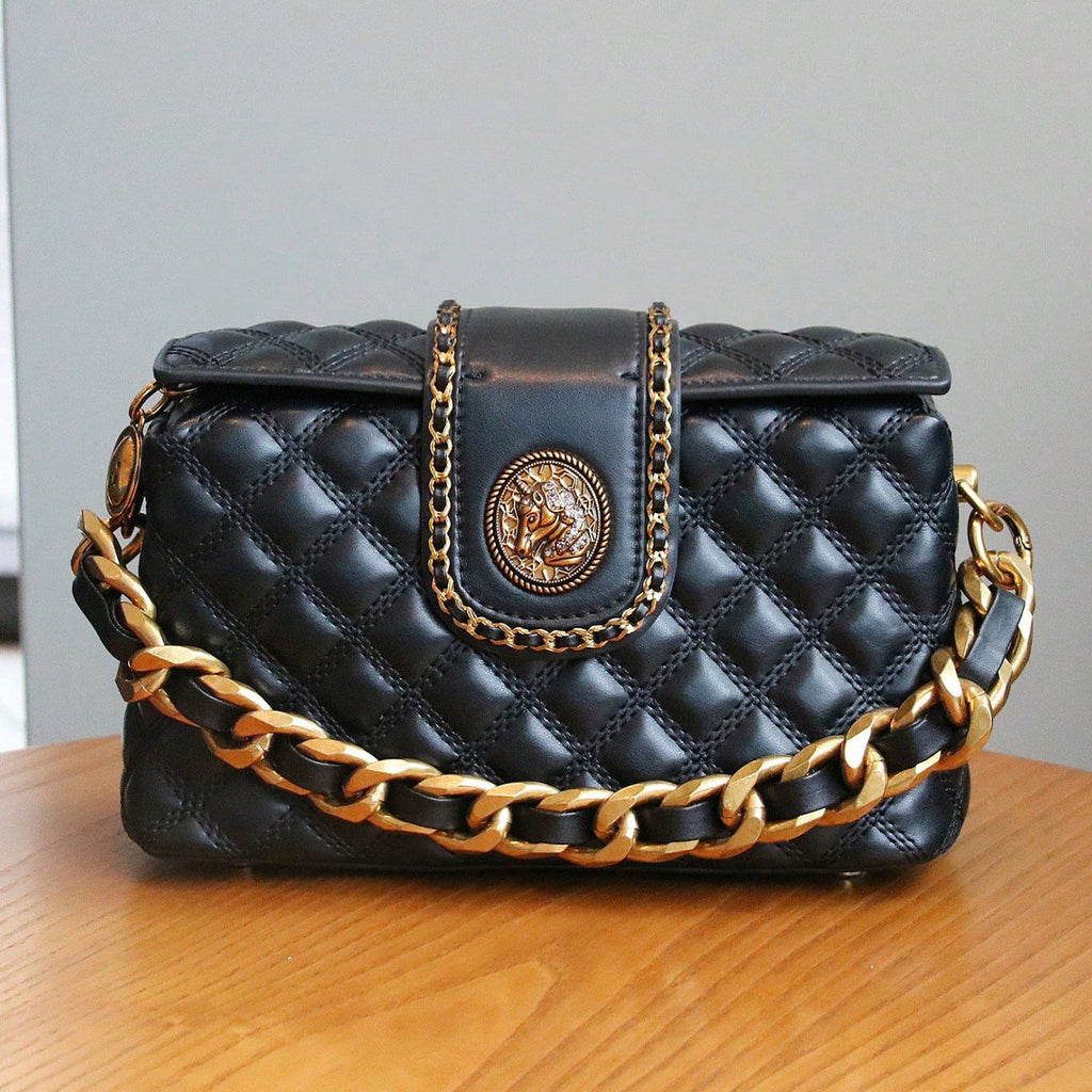 Stylish Solid-color High-end Diamond-quilted Crossbody Bag THRU7