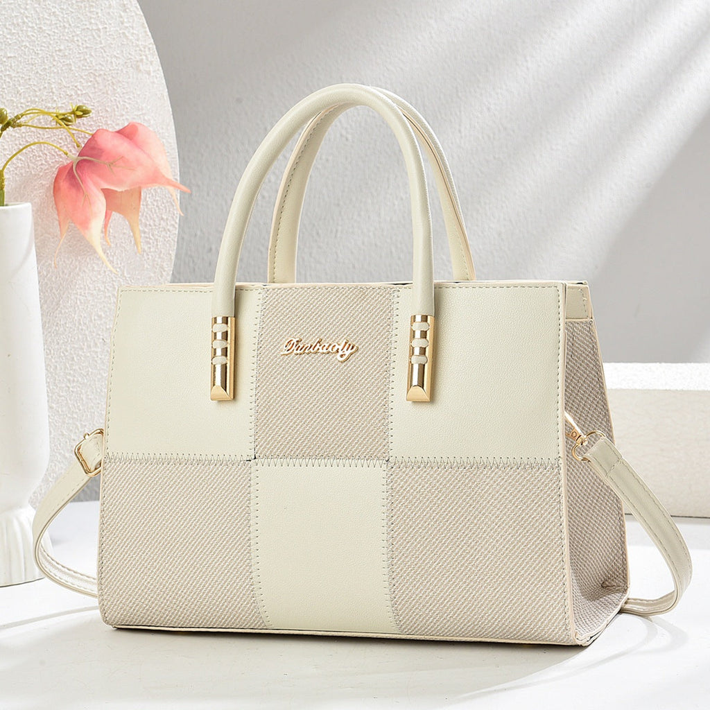 New Stylish Large-capacity Womens Tote Bag With A Bold Color-block Patchwork Design THRU7