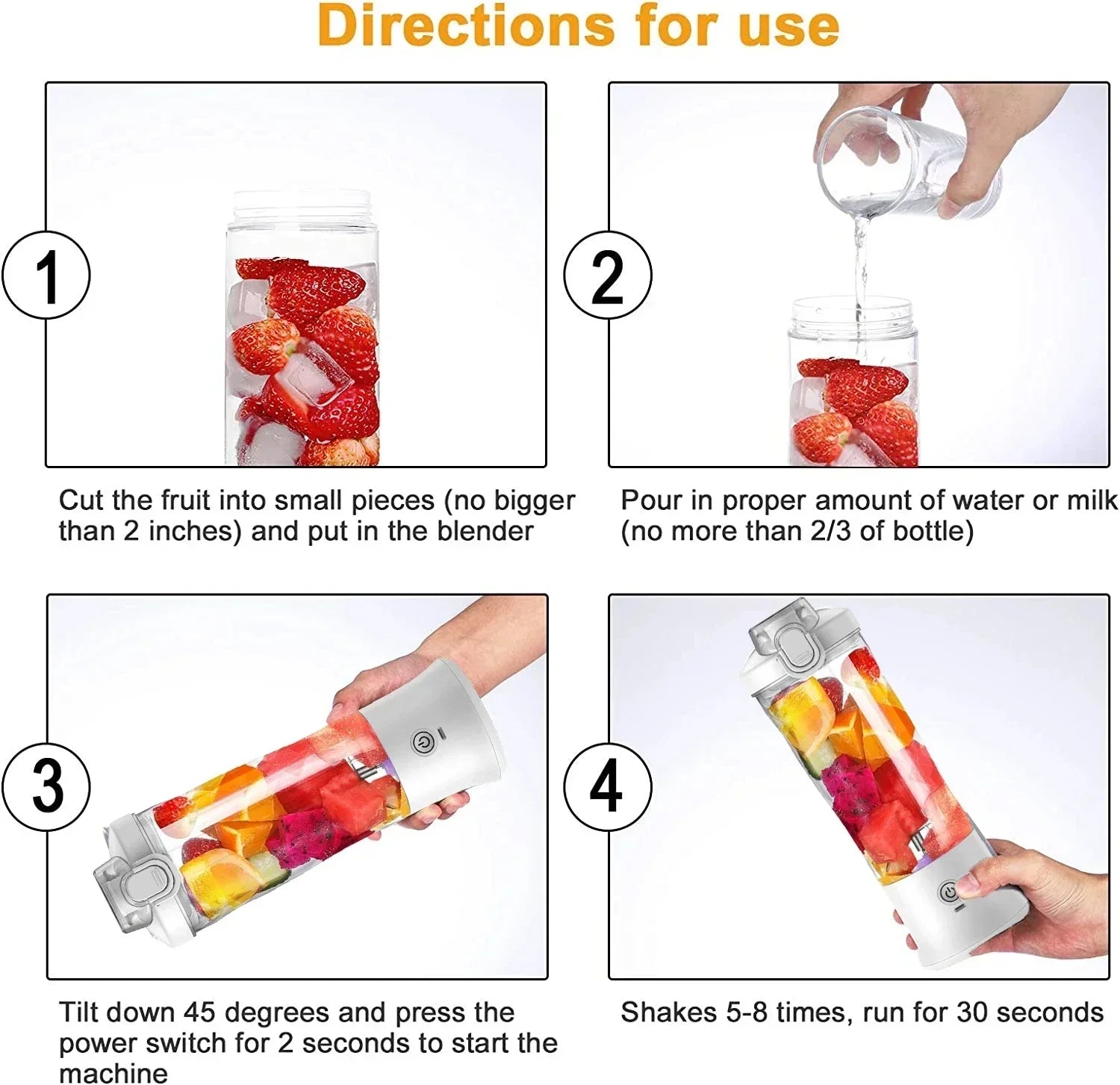 Portable Blender 600ML Electric Juicer Fruit Mixers 4000mAh USB Rechargeable Smoothie Mini Blender Personal Juicer Colorf THRU7