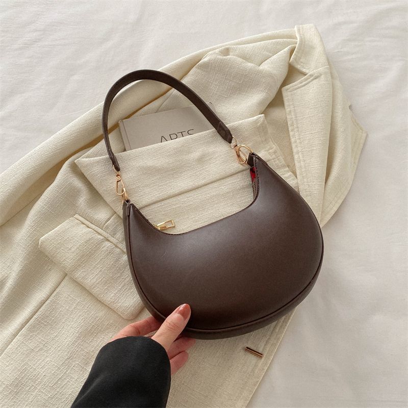 Niche Crescent New Simple All-Match Textured Shoulder Bag For Women THRU7
