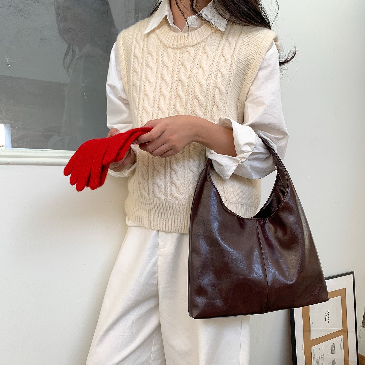 Large Capacity Soft Leather Handbag For Women THRU7