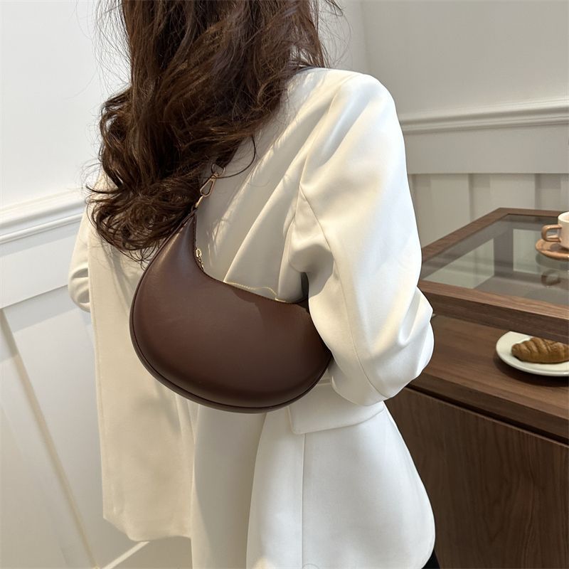 Niche Crescent New Simple All-Match Textured Shoulder Bag For Women THRU7