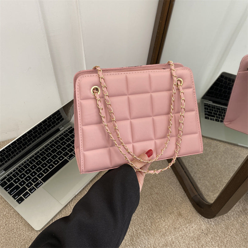 Plaid Bag Womens Small Diamond-Pattern Embroidered Grid Shoulder Bag THRU7