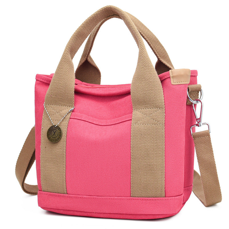 Women's Canvas Tote Bag With Contrasting Color Design THRU7