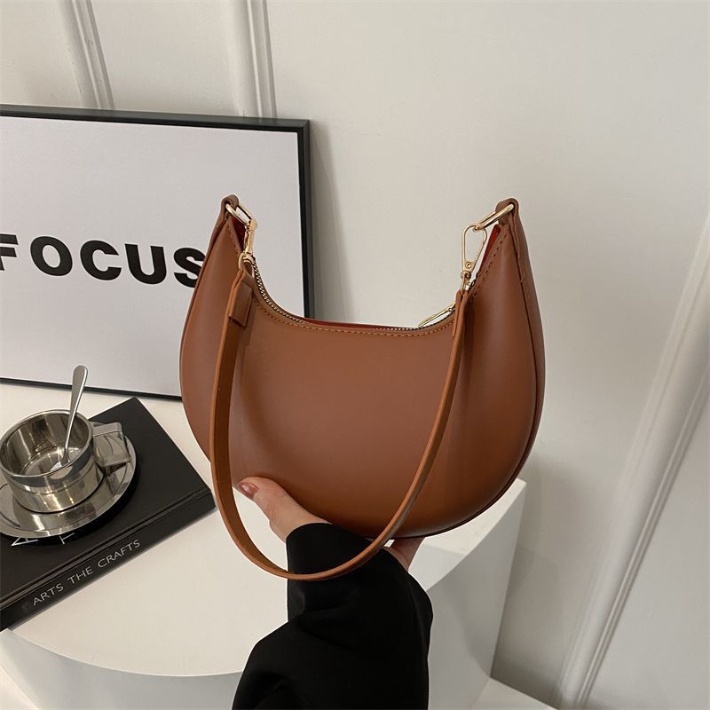 Niche Crescent New Simple All-Match Textured Shoulder Bag For Women THRU7