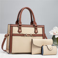 Stitching Contrast Color Fashion Mother-and-Child Bag Three-Piece Set THRU7