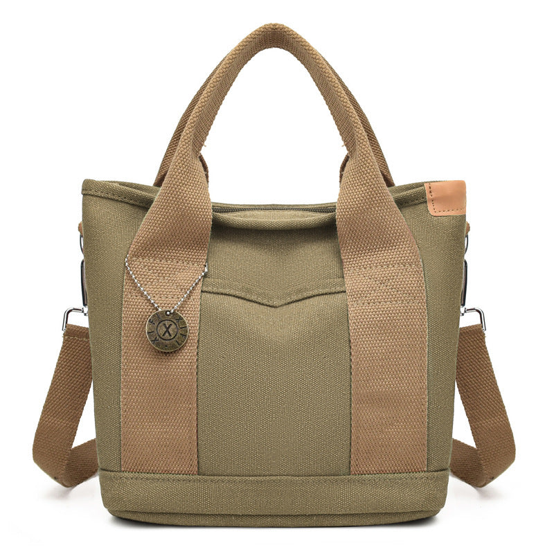 Women's Canvas Tote Bag With Contrasting Color Design THRU7