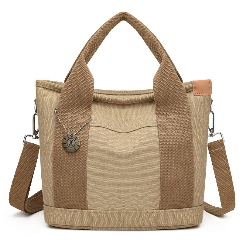Women's Canvas Tote Bag With Contrasting Color Design THRU7