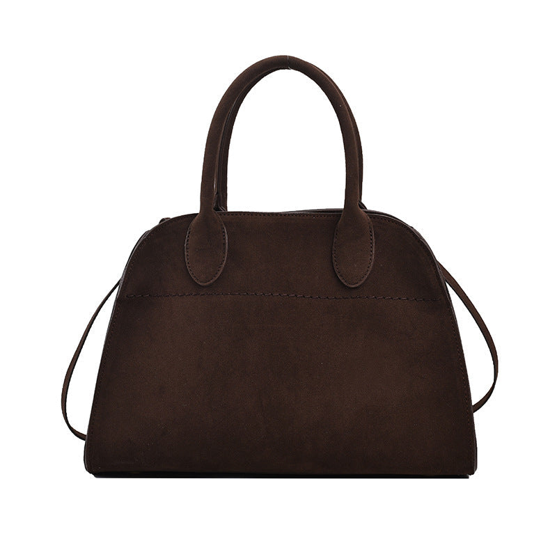 Retro-style High-capacity Suede-look Single-shoulder Tote Bag THRU7