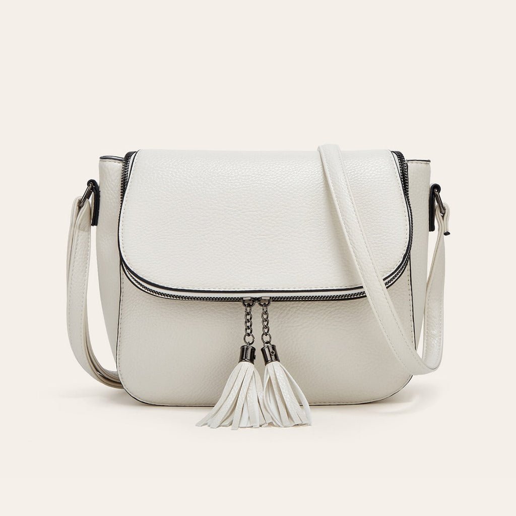 European And American-style Fashionable Flip-top Saddle Bag With Tassels THRU7