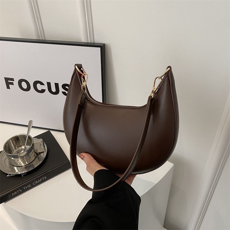 Niche Crescent New Simple All-Match Textured Shoulder Bag For Women THRU7
