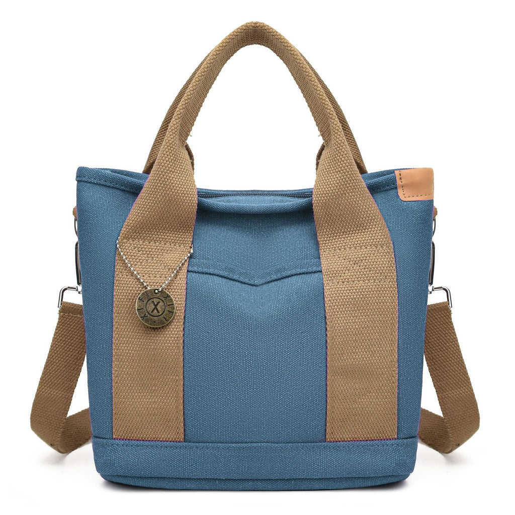 Women's Canvas Tote Bag With Contrasting Color Design THRU7
